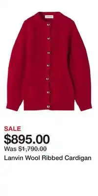 Nordstrom Lanvin Wool Ribbed Cardigan offer