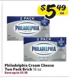 Winn Dixie Philadelphia Cream Cheese Two Pack Brick offer