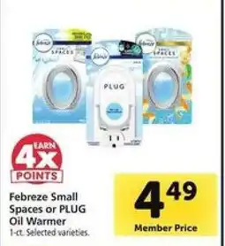 Safeway Febreze Small Spaces or PLUG Oil Warmer offer