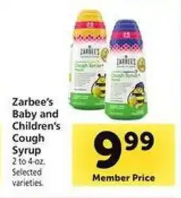 Safeway Zarbee's Baby and Children's Cough Syrup offer