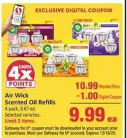 Safeway Air Wick Scented Oil Refills offer