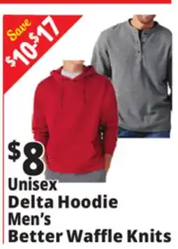 Ocean State Job Lot Unisex Delta Hoodie Men's Better Waffle Knits offer
