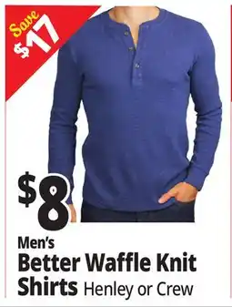 Ocean State Job Lot Men's Better Waffle Knit Shirts offer