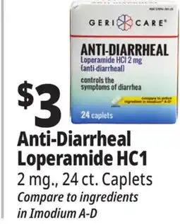 Ocean State Job Lot Geri-Care Anti-Diarrheal Loperamide HC1 offer