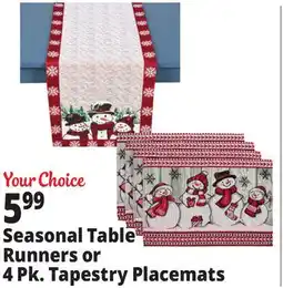Ocean State Job Lot Seasonal Table Runners or 4 Pk. Tapestry Placemats offer