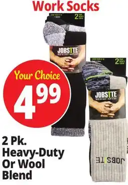Ocean State Job Lot Work Socks 2 Pk. Heavy-Duty Or Wool Blend offer
