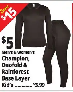Ocean State Job Lot Men's & Women's Champion, Duofold & Rainforest Base Layer Kid's offer