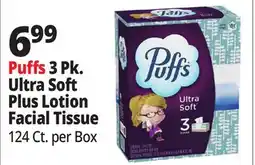 Ocean State Job Lot Puffs 3 Pk. Ultra Soft Plus Lotion Facial Tissue offer