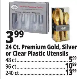 Ocean State Job Lot 24 Ct. Premium Gold, Silver or Clear Plastic Utensils offer