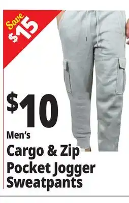 Ocean State Job Lot Men's Cargo & Zip Pocket Jogger Sweatpants offer