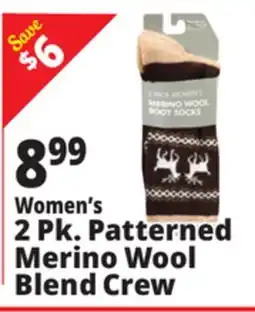 Ocean State Job Lot Women's 2 Pk. Patterned Merino Wool Blend Crew offer