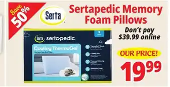 Ocean State Job Lot Serta Sertapedic Memory Foam Pillows offer