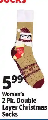 Ocean State Job Lot Women's 2 Pk. Double Layer Christmas Socks offer