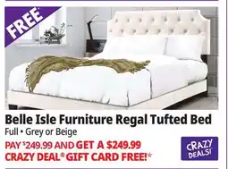Ocean State Job Lot Belle Isle Furniture Regal Tufted Bed offer