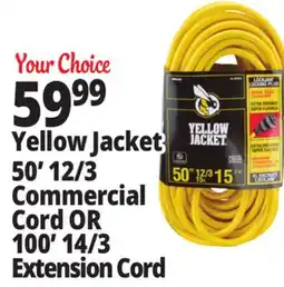 Ocean State Job Lot Yellow Jacket 50' 12/3 Commercial Cord 100' 14/3 Extension Cord offer
