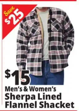 Ocean State Job Lot Mens' & Women's Sherpa Lined Flannel Shacket offer