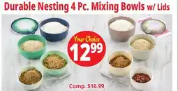 Ocean State Job Lot Durable Nesting 4 Pc. Mixing Bowls w/ Lids offer