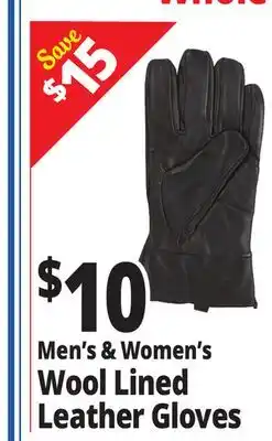 Ocean State Job Lot Men's & Women's Wool Lined Leather Gloves offer