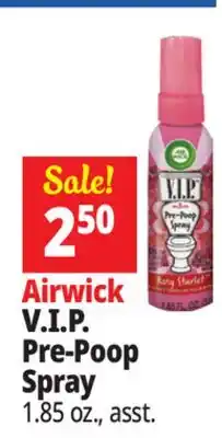 Ocean State Job Lot Airwick V.I.P. Pre-Poop Spray offer