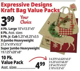 Ocean State Job Lot Expressive Designs Packs Kraft Bag Value Packs offer