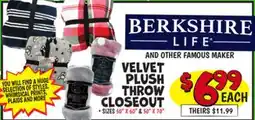 Ollie's BERKSHIRE FAMOUS MAKER VELVET PLUSH THROW CLOSEOUT offer