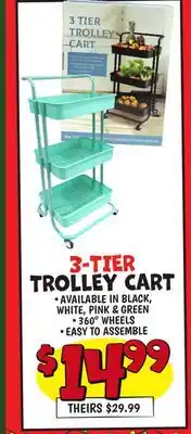 Ollie's 3-TIER TROLLEY CART offer