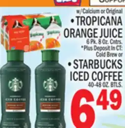 C Town TROPICANA ORANGE JUICE 6 Pk. 8 Oz. Cntrs offer
