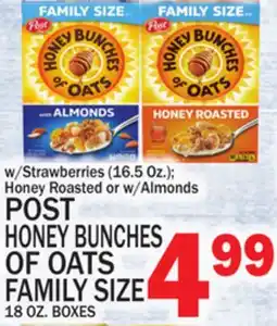 C Town POST HONEY BUNCHES OF OATS FAMILY SIZE 18 OZ. BOXES offer