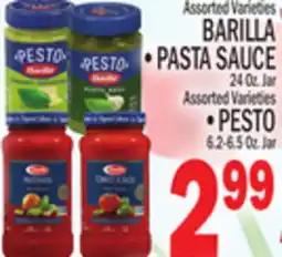 C Town BARILLA PASTA SAUCE 24 OZ. JAR PESTO 6.2-6.5 OZ. JAR offer