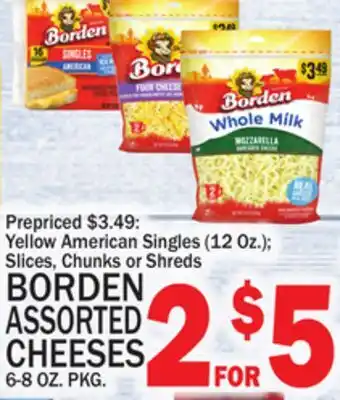 C Town BORDEN ASSORTED CHEESES 6-8 OZ. PKG offer