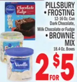 C Town PILLSBURY FROSTING 12-16 Oz. Can, BROWNIE MIX 18.4 Oz. Boxes offer