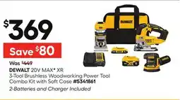 Lowe's MAX XR 3-Tool Brushless Woodworking Power Tool Combo Kit with Soft Case offer