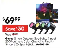 Lowe's Smart Outdoor Spotlights 4 pack 2000-Lumens Color Changing Plug-in Smart LED Spot light kit offer