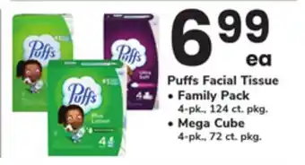 ACME Puffs Facial Tissue Family Pack 4 - pk., 124 ct. pkg. Mega Cube 4 - pk., 72 ct. pkg offer