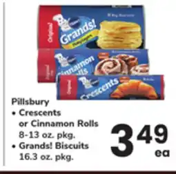 ACME Pillsbury Crescents or Cinnamon Rolls 8-13 oz. pkg., Grands! Biscuits 16.3 oz. pkg offer