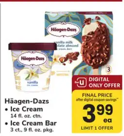 ACME Häagen-Dazs Ice Cream 14 fl. oz. ctn., Ice Cream Bar 3 ct., 9 fl. oz. pkg offer