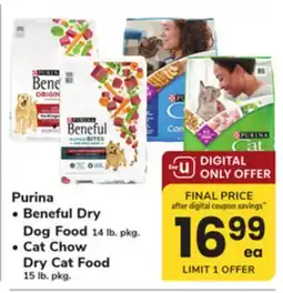 ACME Purina, Beneful Dry Dog Food 14 lb. pkg, Cat Chow Dry Cat Food 15 lb. pkg offer