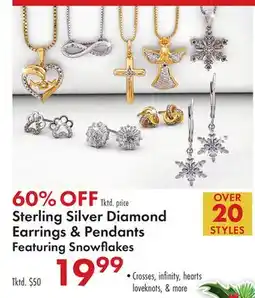 Boscov's Sterling Silver Diamond Earrings & Pendants Featuring Snowflakes offer