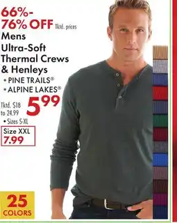 Boscov's Mens Ultra-Soft Thermal Crews & Henleys offer