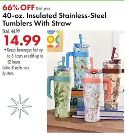 Boscov's 40-oz. Insulated Stainless-Steel Tumblers With Straw offer
