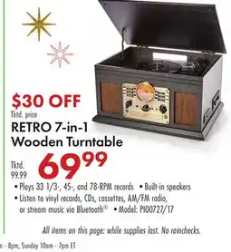 Boscov's RETRO 7-in-1 Wooden Turntable offer