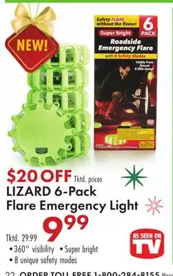 Boscov's LIZARD 6-Pack Flare Emergency Light offer