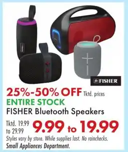Boscov's FISHER Bluetooth Speakers offer