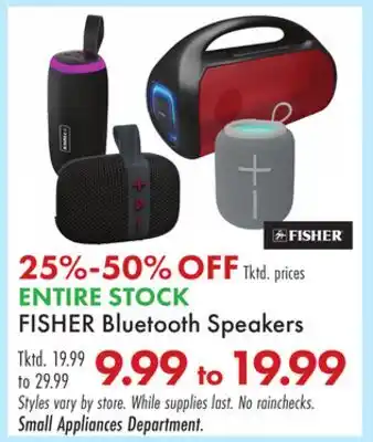Boscov's FISHER Bluetooth Speakers offer
