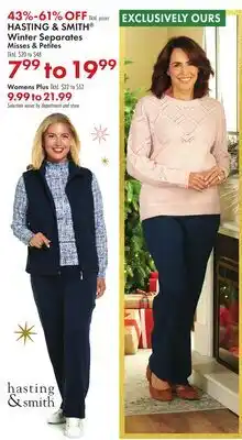 Boscov's HASTING & SMITH Winter Separates offer