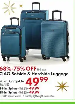Boscov's CIAO Sofside & Hardside Luggage offer