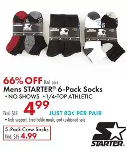 Boscov's Mens STARTER 6-Pack Socks offer