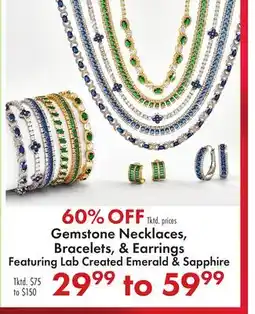 Boscov's Gemstone Necklaces, Bracelets, & Earrings Featuring Lab & Sapphire offer