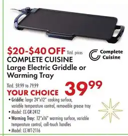 Boscov's COMPLETE CUISINE Large Electric Griddle or Warming Tray offer