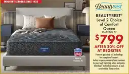Boscov's BEAUTYREST Level 2 Choice of Comfort Queen offer
